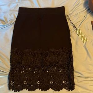 Haute Monde skirt with lace hem, Size Small, new worn and still has price tags